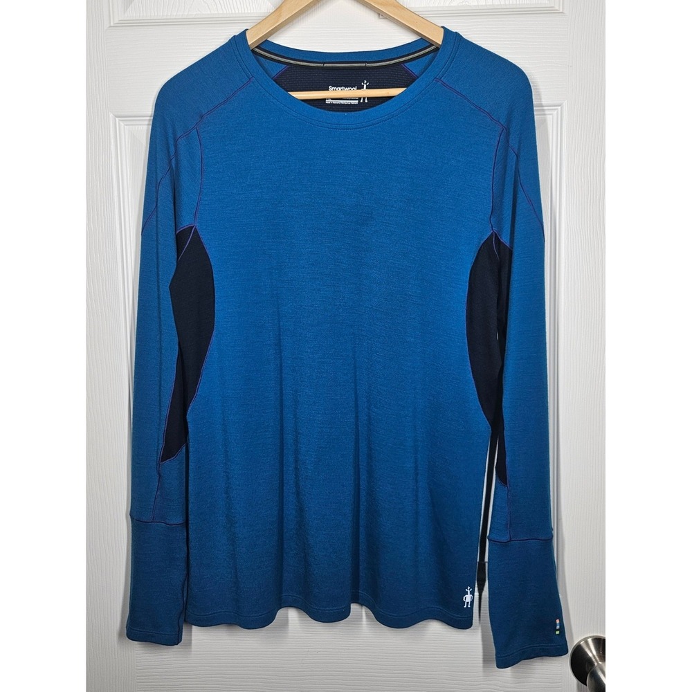 Smartwool Merino Sport 250 Base Layer Top Womens XL Blue Colorblock Activewear